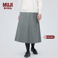 MUJI女式 彈力起毛 寬擺裙 休閑中長(cháng)款A字半身裙子女款秋季 BE1P4C3A 灰色 M (160/66A)