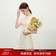 范思藍恩氣質(zhì)辣妹短袖連衣裙女2025夏新款收腰拼接百褶裙子2062 白色 L