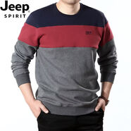 JEEP SPIRIT吉普2019秋冬新款圓領(lǐng)長(cháng)袖T恤男裝運動(dòng)休閑拼接時(shí)尚潮牌衛衣 寶藍色 5008 M