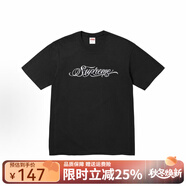 Supreme潮牌SUP圓領(lǐng)寬松短袖T恤男女情侶同款舒適套頭美式潮流上衣t恤 字母印花（黑色） L