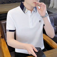 以純（YISHion）冰絲保羅男士短袖t恤夏季潮流翻領(lǐng)體恤襯衫領(lǐng)POLO衫半袖 213白色 XL 175/