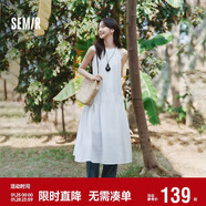 森馬（Semir）連衣裙女海邊度假掛脖兩穿長(cháng)裙2025夏季蝴蝶結初戀裙109325114011