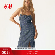 H&M2025秋季新款女裝吊帶連衣裙1296041 深藍色/花卉 XXS 150/76