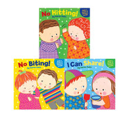 英文原版 No Hitting/Biting/I Can Share 3冊附貼紙 幼兒教養 生活習慣啟蒙繪本 親子教育互動(dòng)學(xué)習 卡倫卡茨Karen Katz