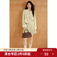 獨束大碼女裝小香風(fēng)拼接假兩件外套百褶裙套裝2024秋季新款 秋梨色-短裙 3XL (尺碼：5) (尺碼：5)