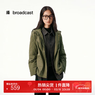 播假兩件拼接短外套女連帽寬松隨性上衣DDS4PD5236 L10楸綠 L