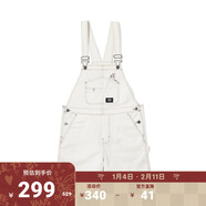 VANS范斯官方 女子純棉梭織短褲工裝風(fēng)背帶褲 米白色 S