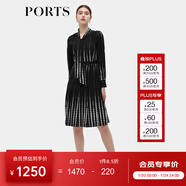 PORTS寶姿秋季新款女裝時(shí)尚圓點(diǎn)印花連衣裙ALD9D015QPT100 黑白混色 S 4