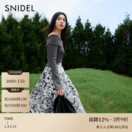 SNIDEL【明星同款】秋冬氣質(zhì)翻領(lǐng)露肩針織拼接連衣裙SWNO244121 灰色 均碼 （F）