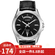 卡西歐(CASIO)男表 簡(jiǎn)約男士石英手表 黑盤(pán)皮帶MTP-1370L-1A