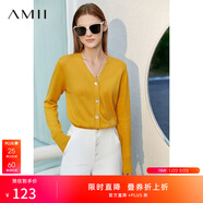 AMII女裝2025極簡(jiǎn)洋氣V領(lǐng)針織開(kāi)衫秋季新款全棉長(cháng)袖上衣女短 柔黃 XS 150/76A