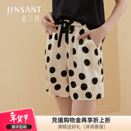 金三塔真絲睡衣女桑蠶絲可外穿休閑真絲家居褲短褲睡褲 黑白波點(diǎn)7167 L