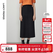 朗姿【朗姿羊毛Basic衣櫥】【明星同款】高級感a字半身裙冬季新款半裙 黑色2 XL