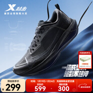 特步一體成型二代男款跑步鞋體考競訓輕盈透氣耐久支撐運動(dòng)鞋女跑鞋 黑-男 42