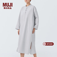 MUJI MUJI 女式 高密度平織盤(pán)扣連衣裙 長(cháng)袖裙子新中式襯衫裙純棉全棉 淺藍色 S (155/80A)