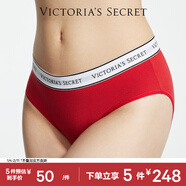 維多利亞的秘密 維密棉質(zhì)舒適內褲logo腰帶中腰女三角褲簡(jiǎn)約馬年禮物新年紅色 86Q4復古紅-6819 11256819 1條 S