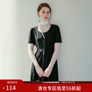 范思藍恩巴黎假日 法式氣質(zhì)連衣裙女夏季赫本風(fēng)顯瘦裙子24FS12059 黑色 XS