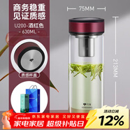 萬(wàn)象（WANXIANG） 玻璃杯單層泡茶杯子茶葉杯辦公室泡茶杯男士商務(wù)水杯大容量水杯 630mlU200-酒紅色-