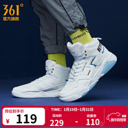 361°男鞋運動(dòng)鞋獵刃高幫板鞋男秋冬季保暖復古氣質(zhì)休閑學(xué)生板鞋子男 361度白/冰川藍 39