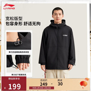 李寧加絨保暖運動(dòng)風(fēng)衣男女同款冬季防潑水寬松連帽運動(dòng)外套AFDVG11