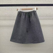 小紅書(shū)韓國2025秋冬新款抽繩松緊腰毛呢半身裙女高腰顯 深灰色含安全褲 M (80100斤)