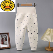 G.duck寶寶加絨加棉高腰褲子嬰幼兒春秋冬保暖護肚褲男女可開(kāi)檔秋褲 三層夾棉滿(mǎn)印花乳白色 90 建議2-3歲