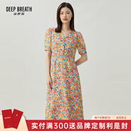 深呼吸DEEP BREATH女裝法式V領(lǐng)氣質(zhì)收腰碎花連衣裙A500197 橘粉-花 S (2)