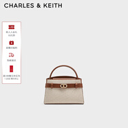 CHARLES&KEITH鱷魚(yú)紋凱莉包手提斜挎婚包包女包生日禮物新年禮物CK2-50270880-1 CK2-50270880-2灰褐色/米色（新色） S