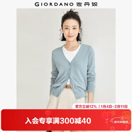 佐丹奴（Giordano）針織開(kāi)衫女小外套 純棉V領(lǐng)小衫女 外搭純色女外衣05350649