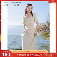 三彩大碼女裝2025夏季新款法式復古蕾絲方領(lǐng)連衣裙褶皺收腰氣質(zhì)胖MM