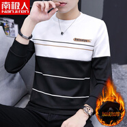 南極人（Nanjiren）男士長(cháng)袖T恤2025秋冬季新款圓領(lǐng)套頭衛衣男打底衫加絨保暖上衣服 K29黑色 加絨 3XL