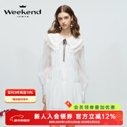 卓雅周末（JORYA weekend）海鹽茉莉|24春季新款蕾絲拼接娃娃領(lǐng)蝴蝶結燈籠袖連衣裙EJWEAN39 白色 S