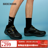 斯凱奇（Skechers）動(dòng)感緩震跑步鞋復古潮流運動(dòng)鞋透氣網(wǎng)面舒適休閑鞋 黑色/黃色/BKYL 41
