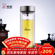 希諾（heenoor）抗菌玻璃杯雙層防燙辦公車(chē)載水杯男高檔泡茶杯子X(jué)N-9607K 410mL