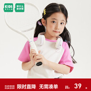 森馬兒童童裝短袖T恤2024年新款男童撞色插肩袖上衣女童印花夏裝 白紅色調00416 100