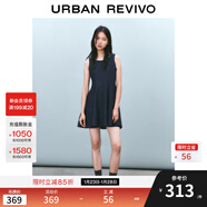 UR2025春季新款女裝撞色蕾絲蝴蝶結無(wú)袖牛仔連衣裙UYY850049 靛藍 L