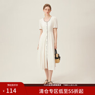 范思藍恩巴黎假日 法式氣質(zhì)連衣裙女夏季赫本風(fēng)顯瘦裙子24FS12059 米白色 XS