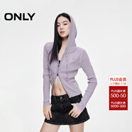 ONLY秋冬通勤風(fēng)時(shí)尚顯瘦連帽條紋針織衫女|124313017 C35 薰凍紫色 M (165) 84A