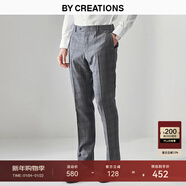 By Creations柏品純羊毛商務(wù)西褲男士修身通勤正裝直筒長(cháng)褲子休閑小腳西裝便褲 灰色格紋 50