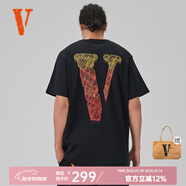 VLONESTAPLE龍舌蘭日出漸變大LOGO印花短袖T恤男女同款黑橙純棉新款 VLTE25001黑橙 XL