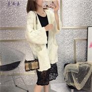 美安嘉cec針織開(kāi)衫女寬松韓版鏤空大毛衣外套春秋很仙的上衣慵懶風(fēng) 米白色 S