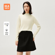 HLA海瀾之家長(cháng)袖針織衫女半高領(lǐng)純羊毛毛衣女裝春秋