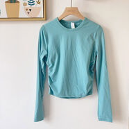 AllItTakesRibbed女士運動(dòng)長(cháng)袖短款螺紋瑜伽運動(dòng)T恤 潮青色99元更軟彈力更 XL 10碼XL碼