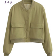 美安嘉歐美轟炸機短款外套女氣質(zhì)百搭飛行員夾克女顯瘦棒球服女 橄欖色 S