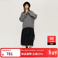 moussy&sly新品甜美日系風(fēng)面料拼接衛衣連衣裙女038HAL33-0311 黑色020 均碼 00020/F