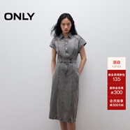 ONLY2025秋季新款舒適帥氣小飛袖中長(cháng)款牛仔裙連衣裙女|125142039 J09深牛仔灰色 M