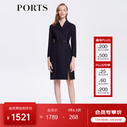PORTS寶姿女裝長(cháng)袖OL風(fēng)職場(chǎng)收腰連衣裙ALN9D030JCF036 丈青 XS (2)