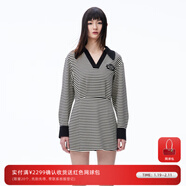 RE'VAN芮范秋季新品設計師款慵懶感V領(lǐng)條紋連衣裙RN71101095 橫條紋 XS 34