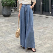 韓國chic復古百搭高腰顯瘦一?？垴薨檶捤纱垢虚熗扰Ｗ醒濋L(cháng)褲女 牛仔褲M(mǎn) 均碼 均碼