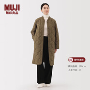 MUJI女式 蓬松棉服絎縫大衣 外套女款女裝棉衣25年冬季 BD10MA5A 深米色 S (155/80A)